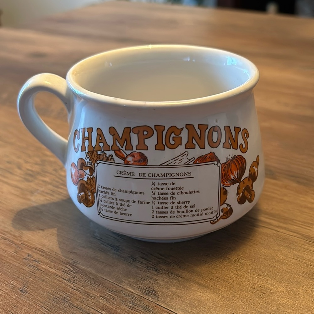 Vintage Soup Recipe Ceramic Mug Cup Bowl Cream Of Mushroom 🍄‍🟫🍄 - Picture 2 of 5